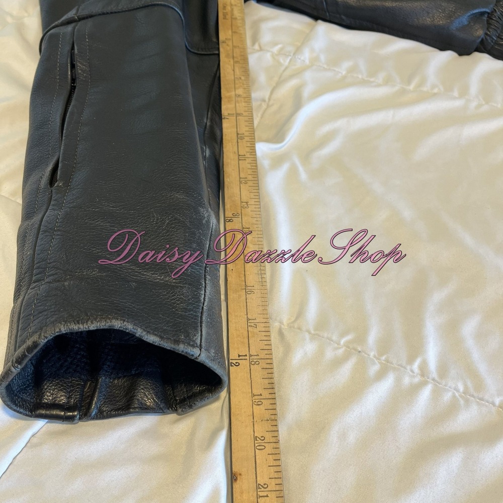 🏍️River Road Men's Leather MC Jacket Sz 46 Black W/ Thinsulate Liner HD Patch - Picture 9 of 16